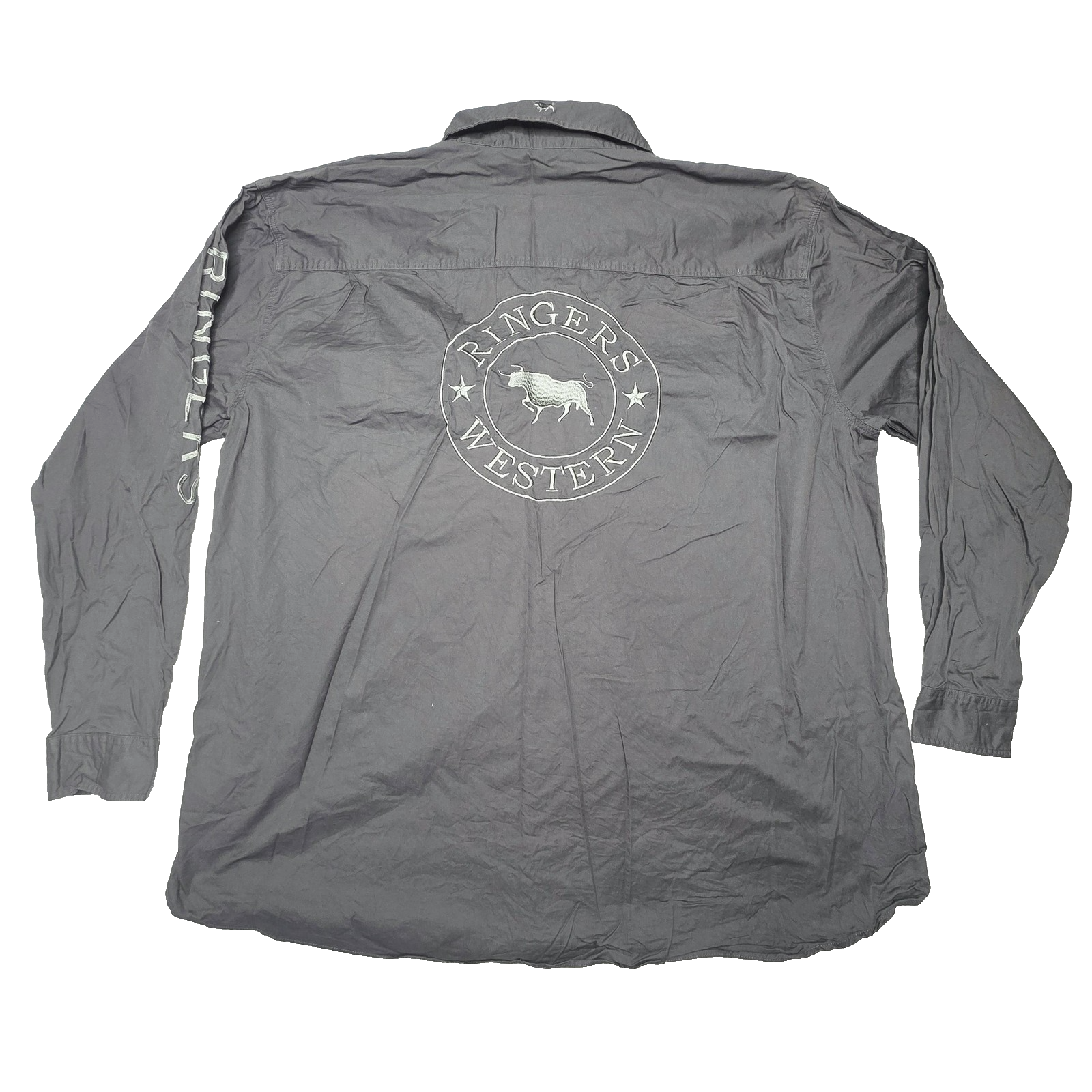Ringers Western Hawkeye Shirt Mens 4XL Grey Long Sleeve Graphic Logo Cotton