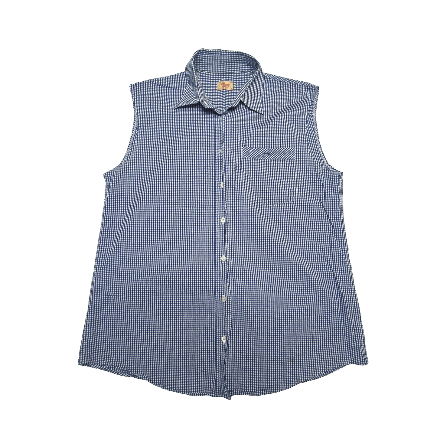 R.M. Williams Shirt Women's 12 Blue Sleeveless Button Up Check Cotton Casual