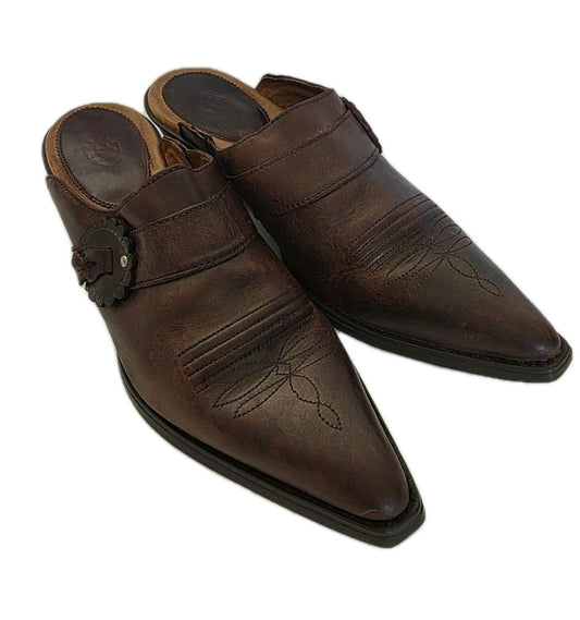 Ariat Western Mules Cowboy Pointed Toe Brown Slip-On Heel Women's Size 7B