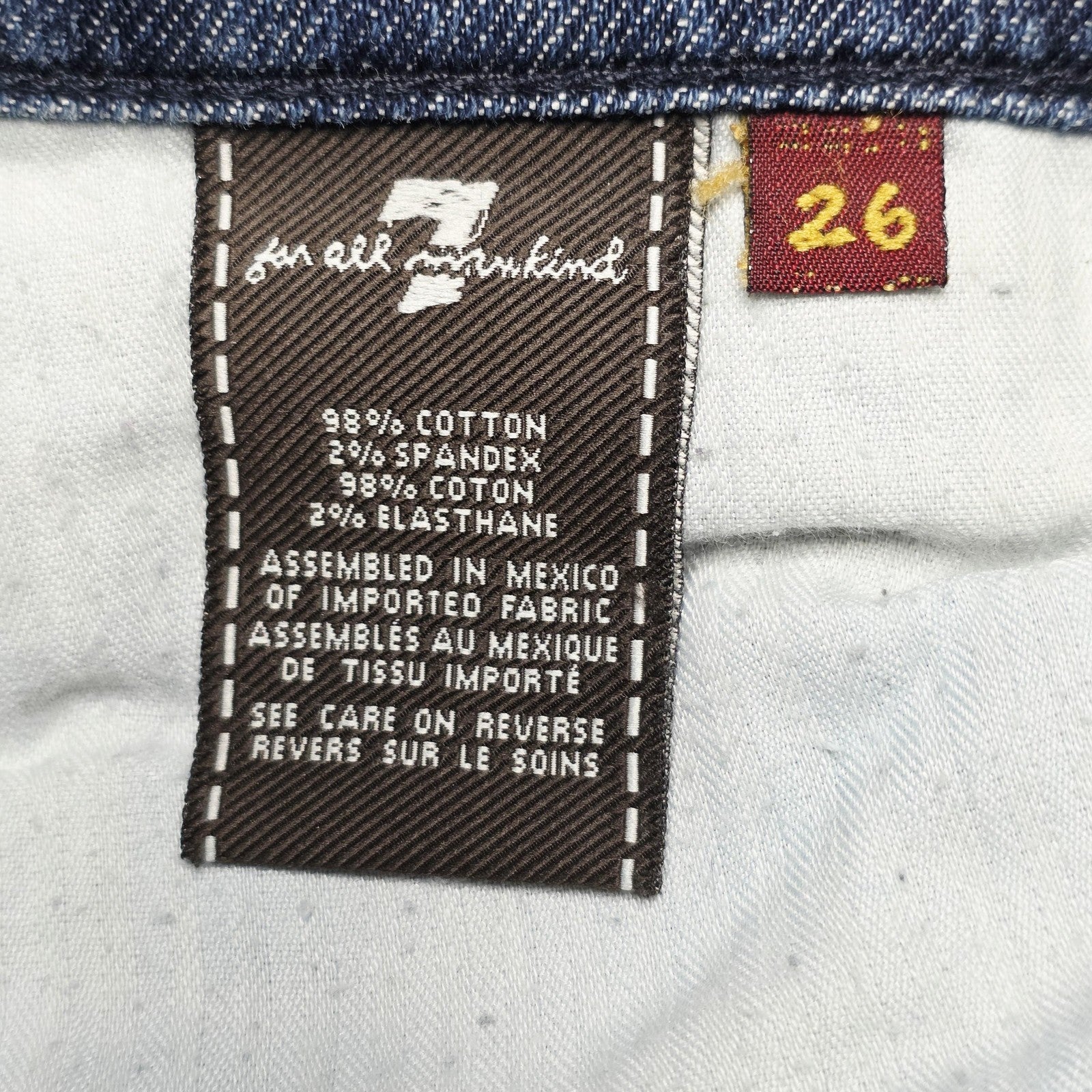 7 For All Mankind Jeans Women's 26 x 30 Blue Dojo Wide Leg Stretch Denim