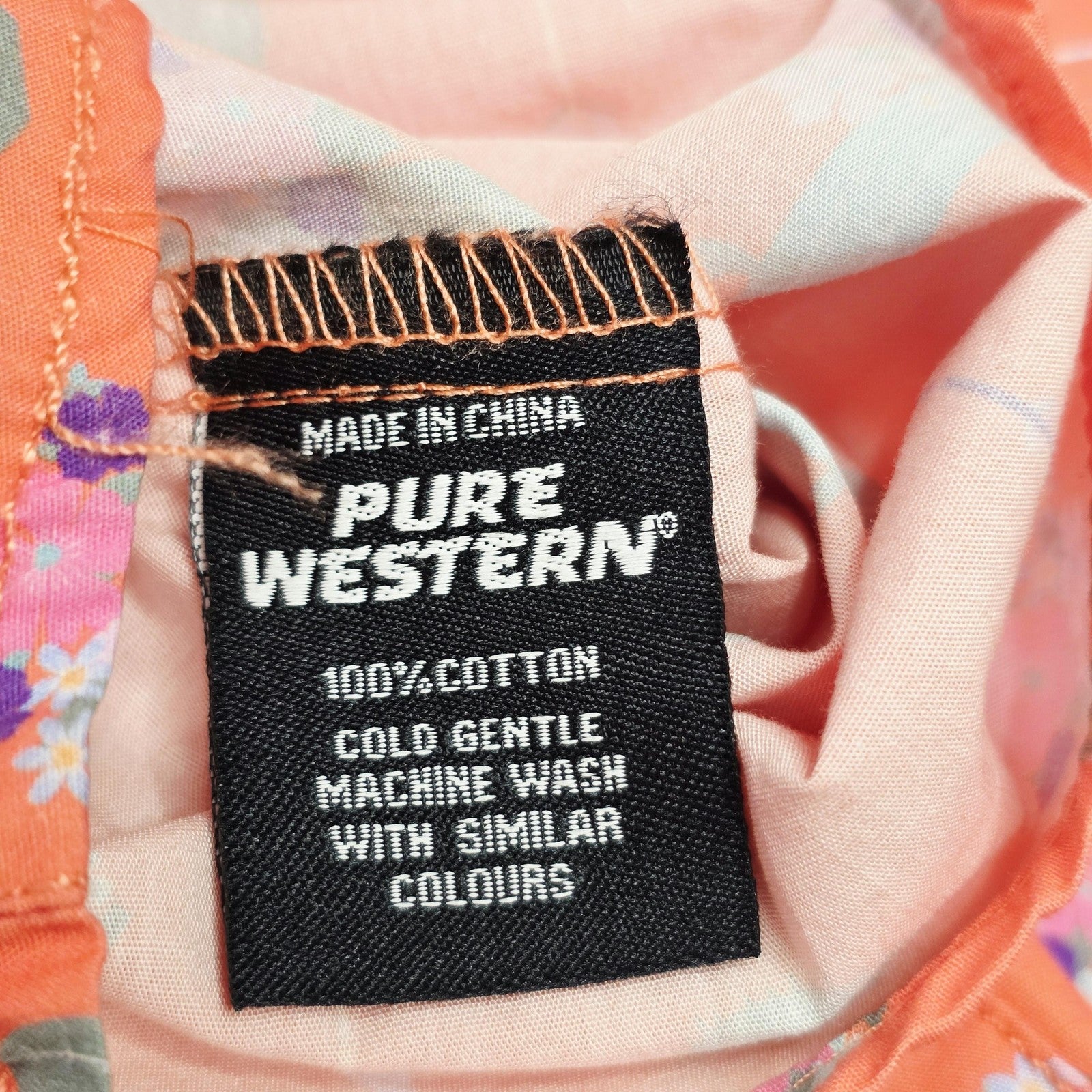 Pure Western Shirt Women's 20 Pink Long Sleeve Snap Cactus Floral Cotton Western