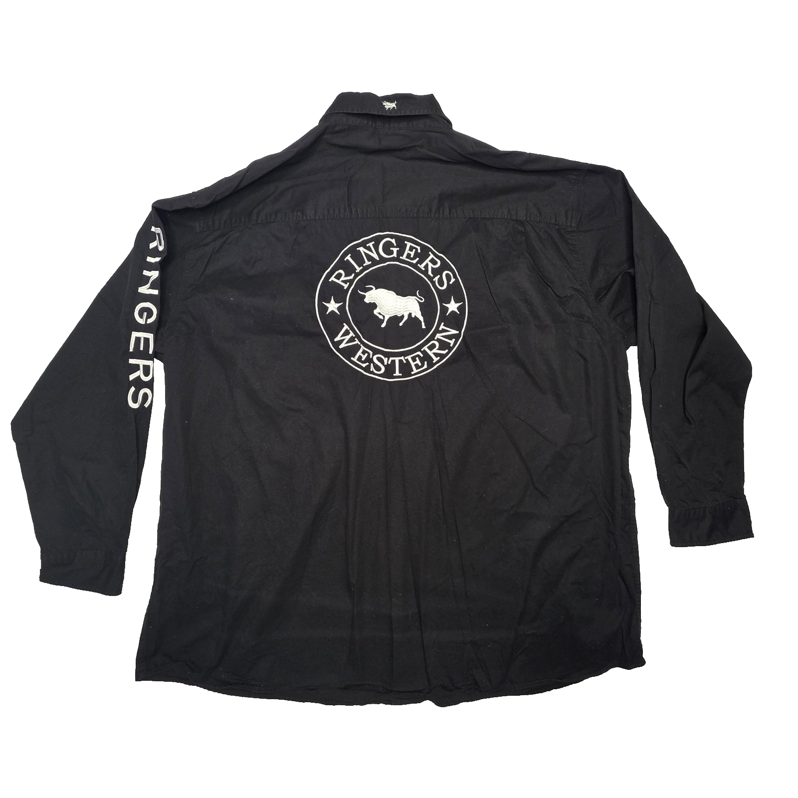 Ringers Western Hawkeye Shirt Mens 5XL Black Long Sleeve Front Logo