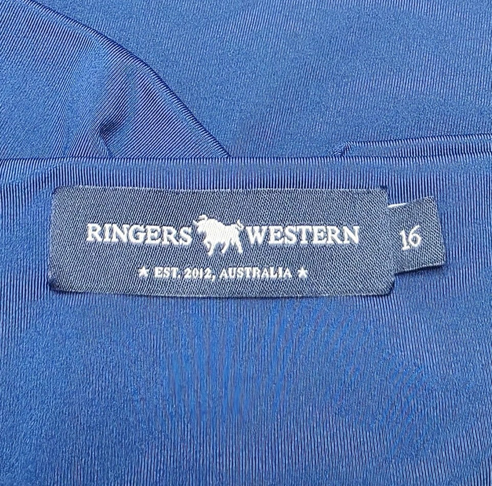 Ringers Western Tank Top Womens 16 Blue Nylon Elastane Square Neck Summer Casual