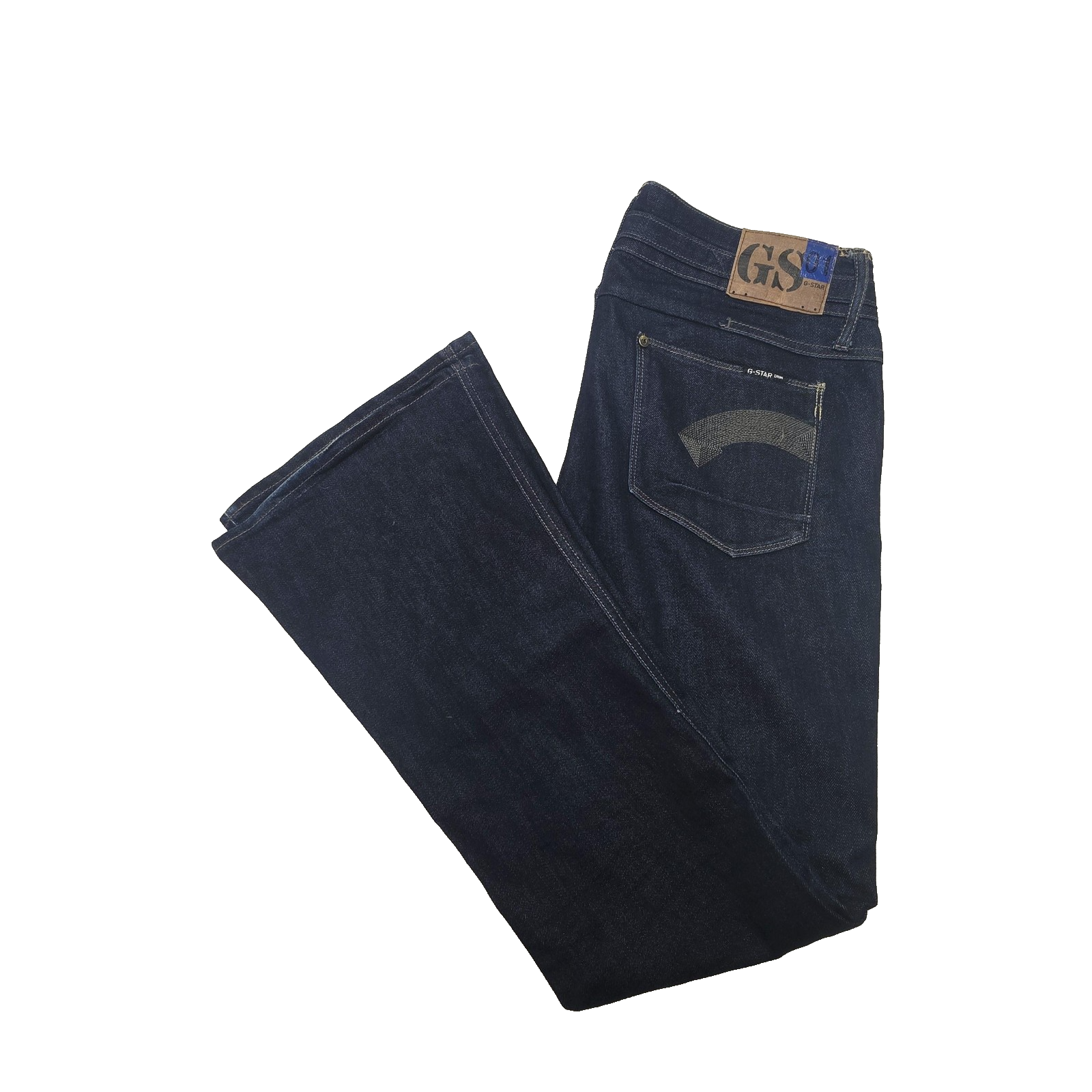 G-Star Jeans Women's 31x30 Blue Dark Wash Heller Mid waist Bell Flared Zip Fly