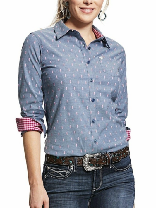 Ariat Fitted Kirby Stretch Long Sleeve Shirt Faith Dobby NEW Ladies Size XL