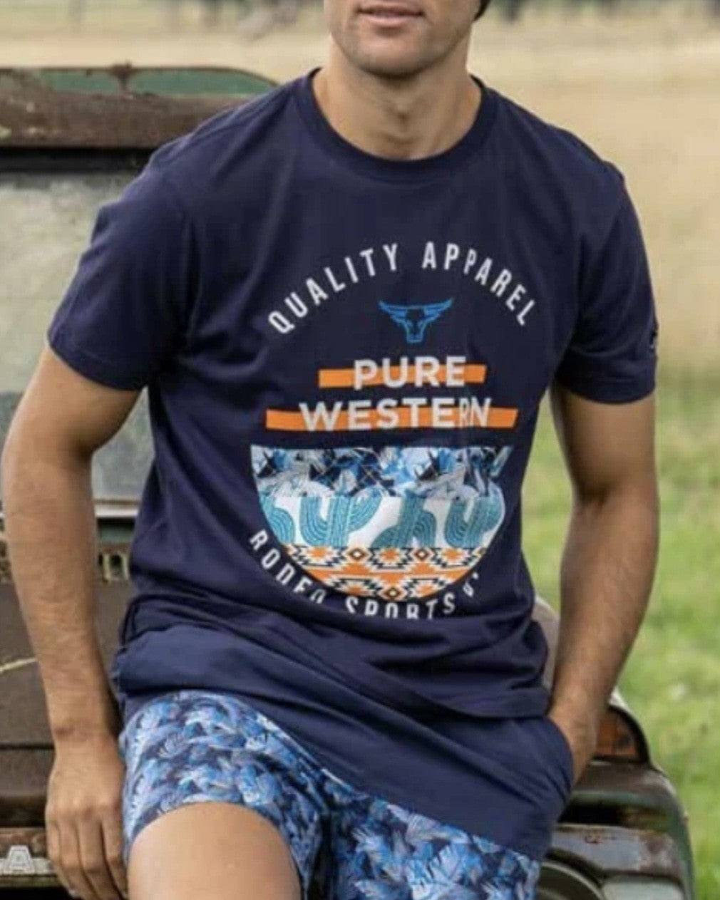 Pure Western Knight Short Sleeve Tee Navy Men's Size 3XL - NEW -