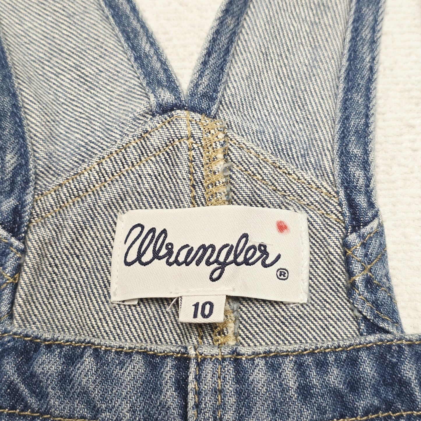 Wrangler Dungaree Shorts Women's 10 Blue Denim Adjustable Strap Casual Pockets