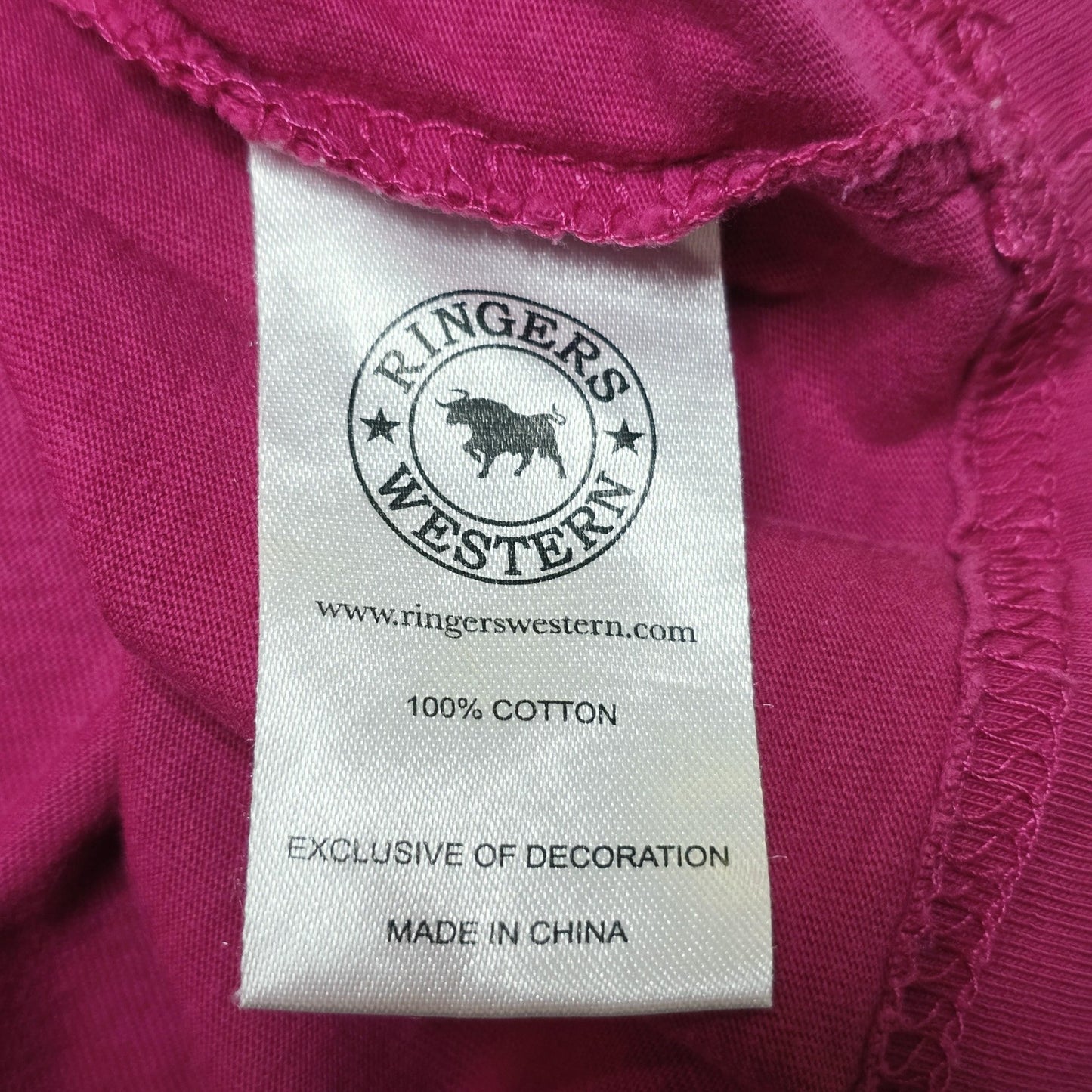 Ringers Western T-Shirt Women's 18 Pink Logo Back Print Cotton Casual Top