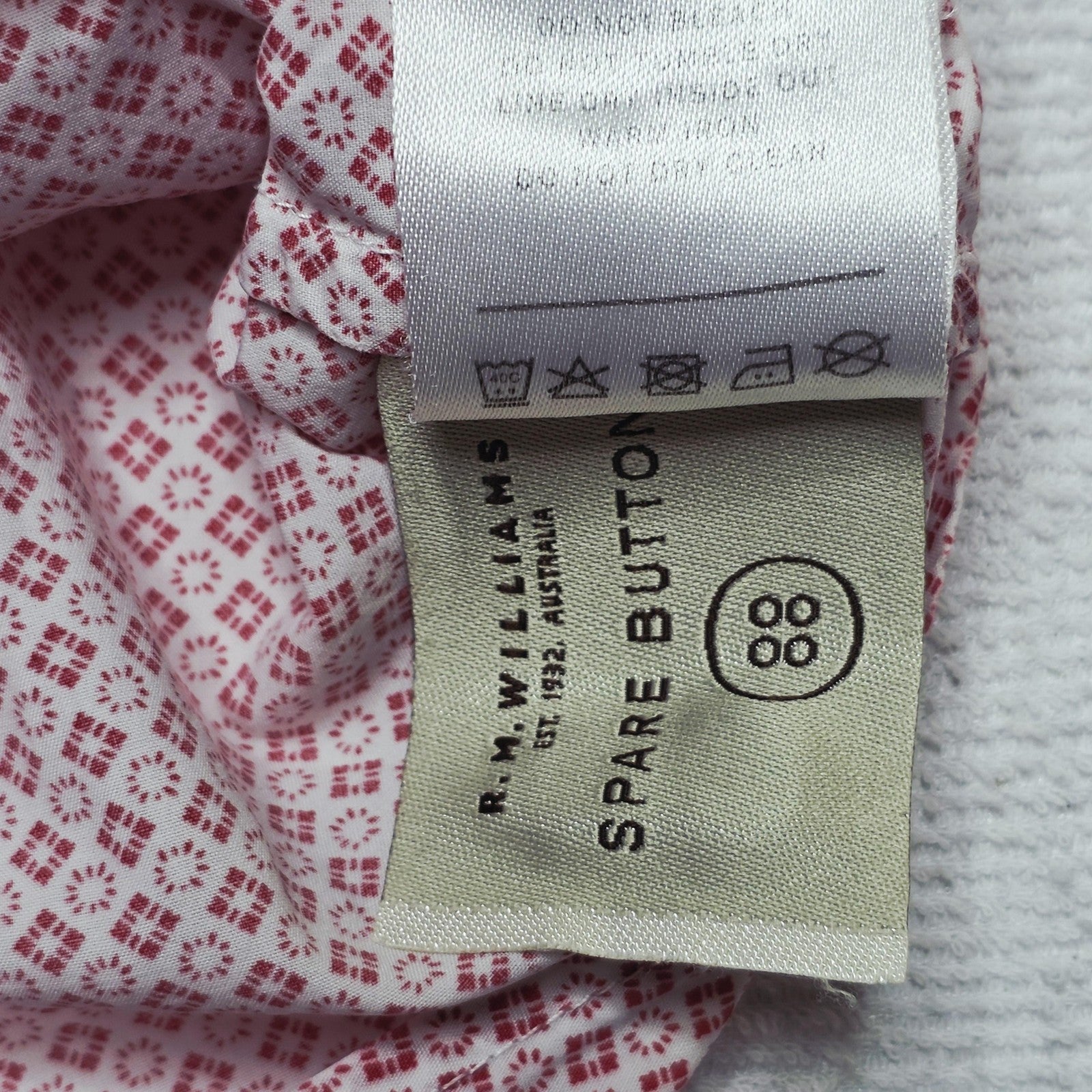 R.M. Williams Shirt Women's 10 Red Long Sleeve Button Up Cotton Geometric