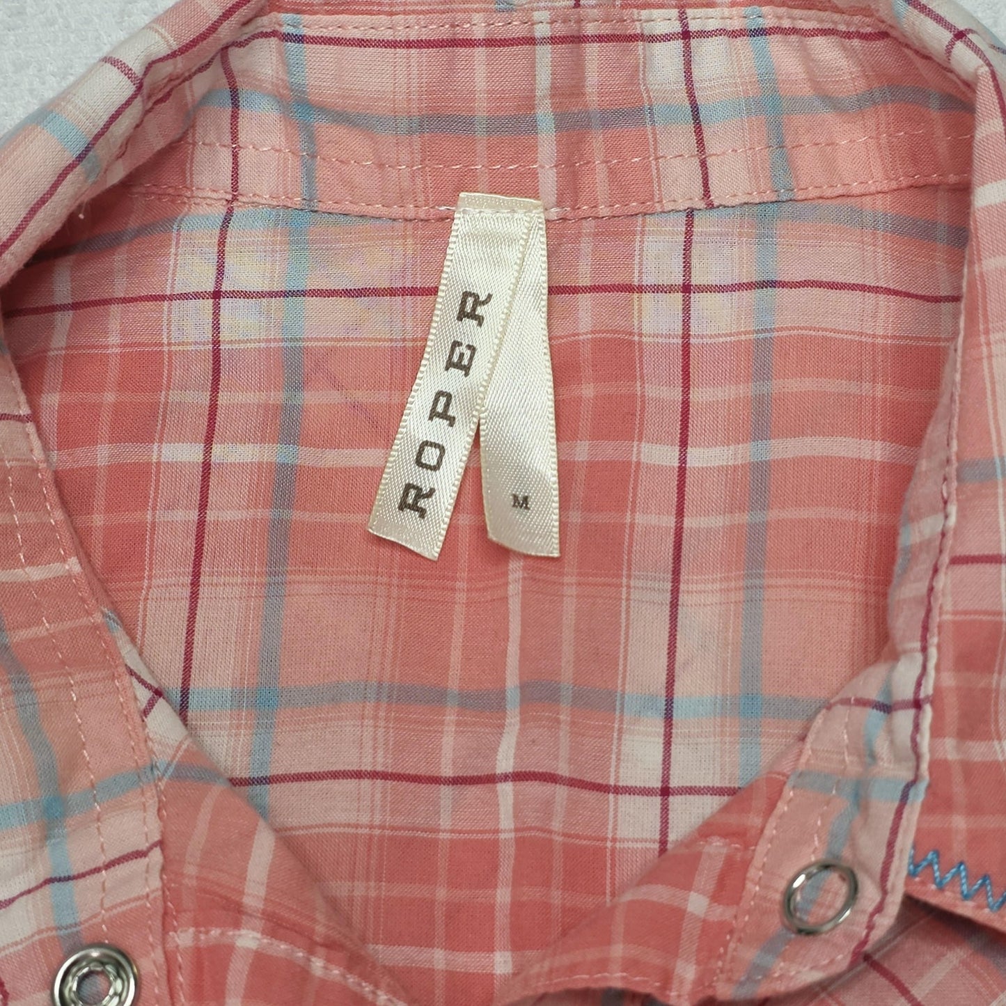 Roper Shirt Women's M Pink Plaid Long Sleeve Pearl Snap Western Cotton Pockets