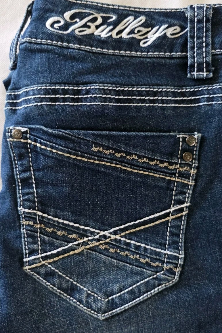 Bullzye Women's Angelina Boot Cut Jeans 34" Leg in Dark Wash - Size 8