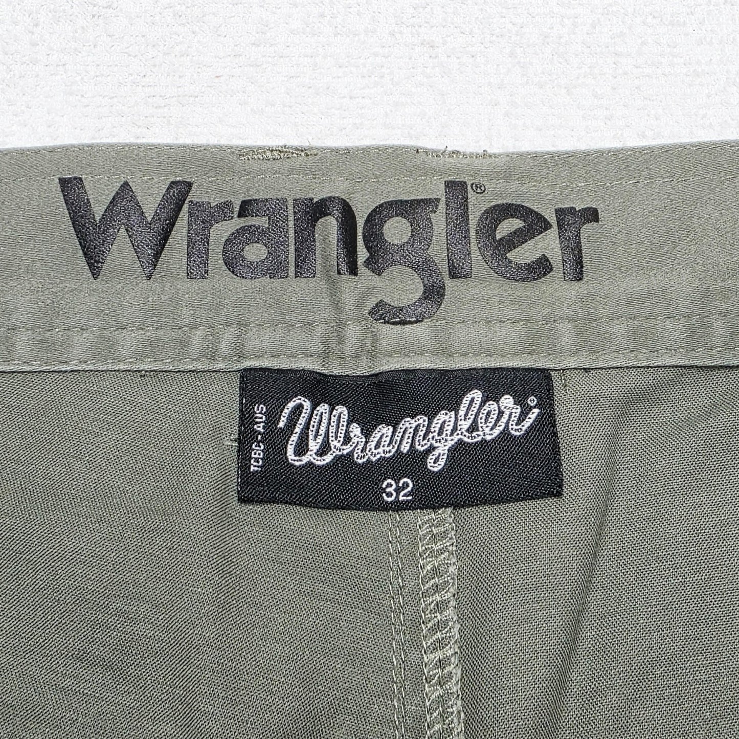 Wrangler Shorts Men's 32 Green Cargo Canvas Cotton Elastane Workwear Casual