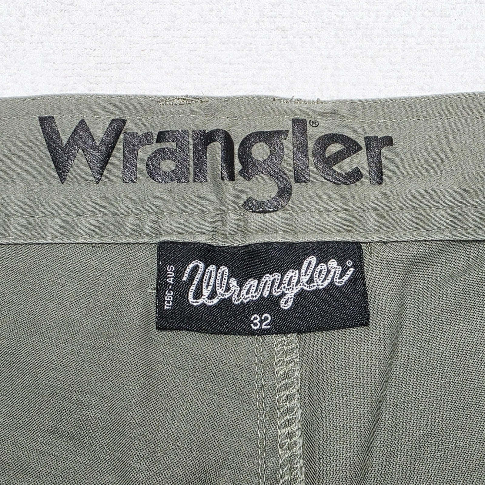 Wrangler Shorts Men's 32 Green Cargo Canvas Cotton Elastane Workwear Casual