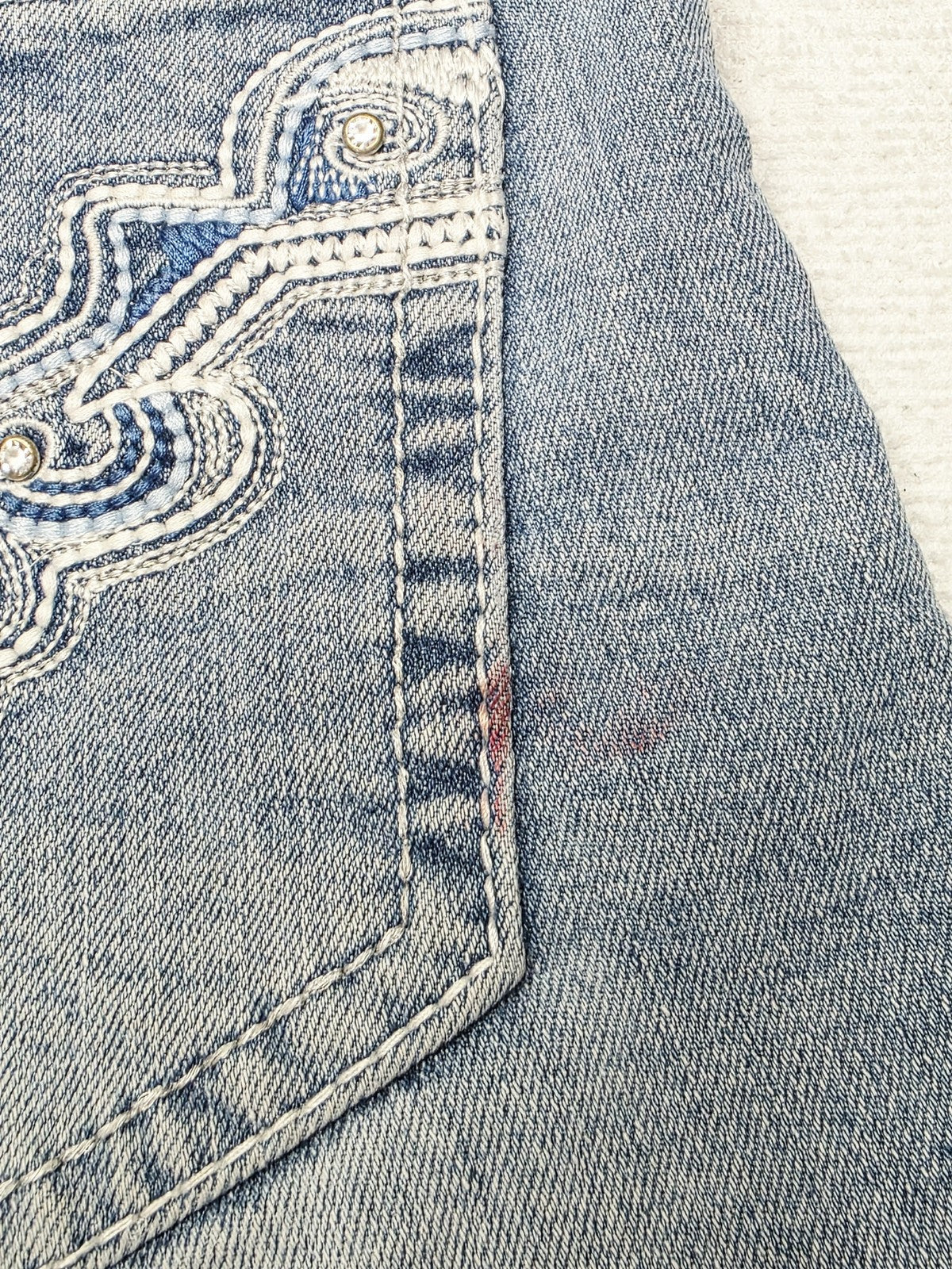 Pure Western Shorts Women's 6 Blue Denim Cut Off Raw Hem Embroidered Pockets