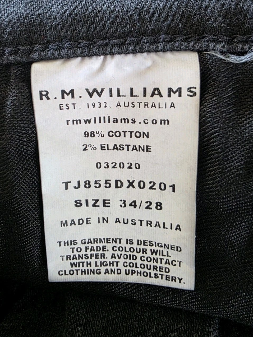 R.M Williams Black Wash High Waisted Straight Leg Jeans Ladies Size 34