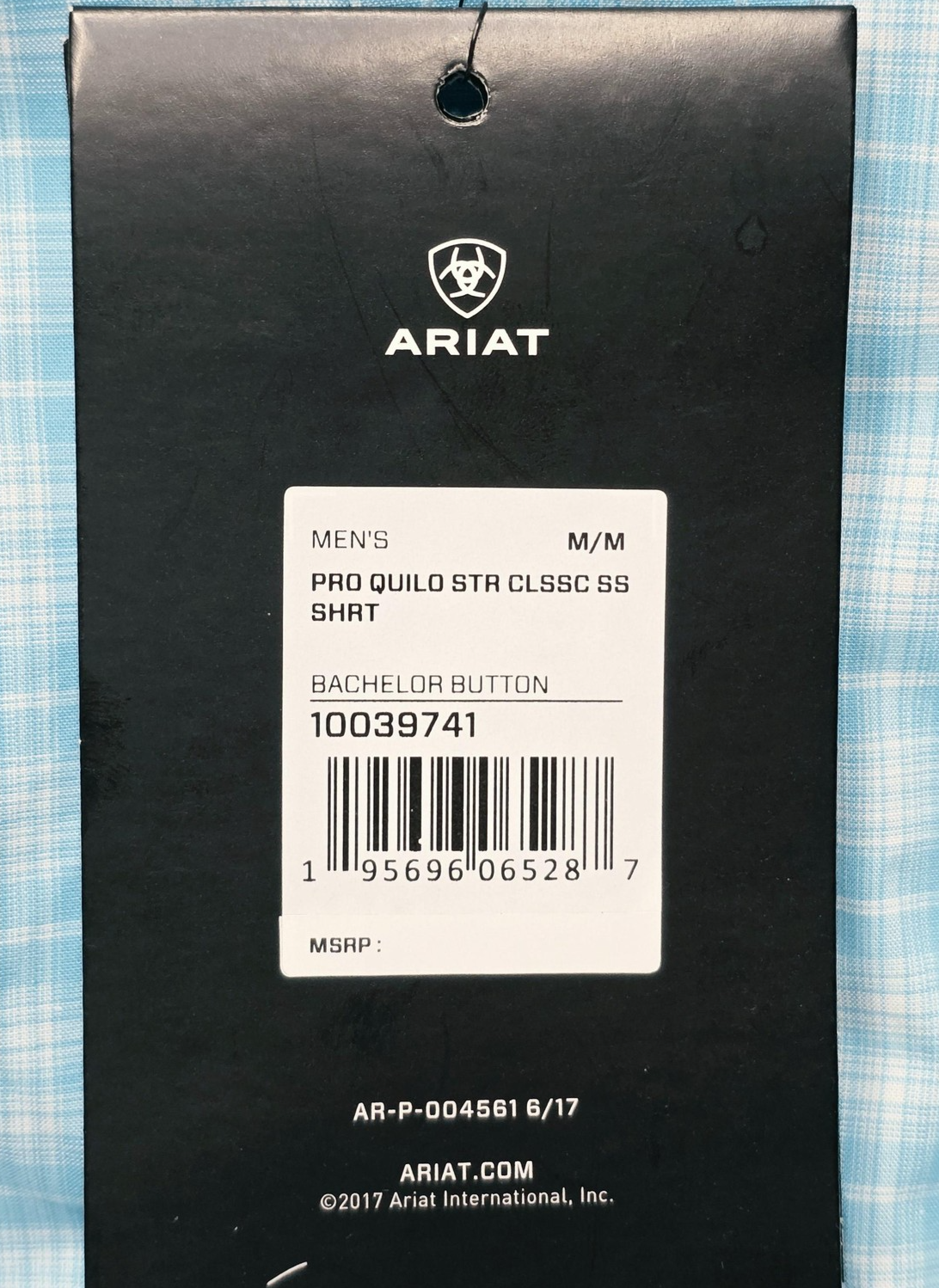 Ariat Pro Series Shirt Mens M Blue Check Short Sleeve Button Up Classic Fit