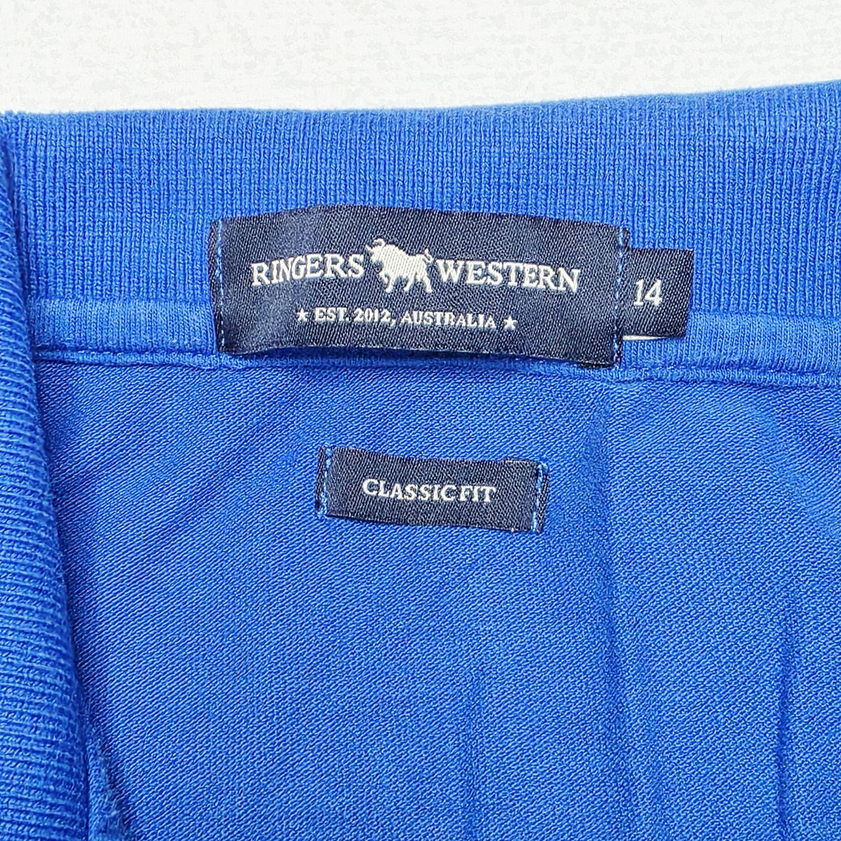 Ringers Western Polo Shirt Women's 14 Blue Short Sleeve Classic Fit Cotton Logo