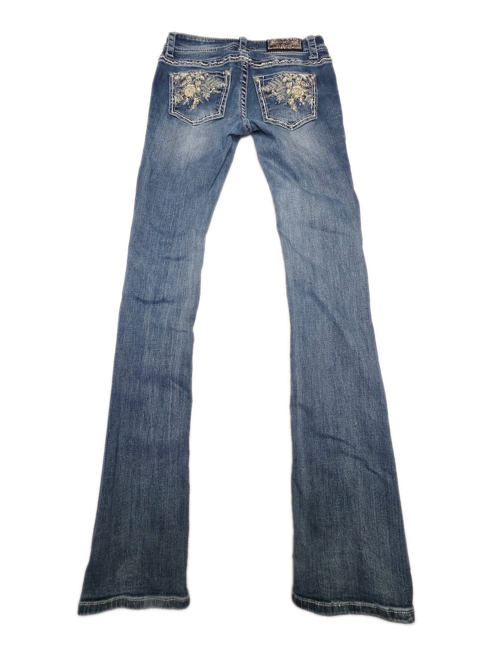 Grace In LA Jeans Womens 26 Blue Bootcut Embroidered Stretch Denim 28x34