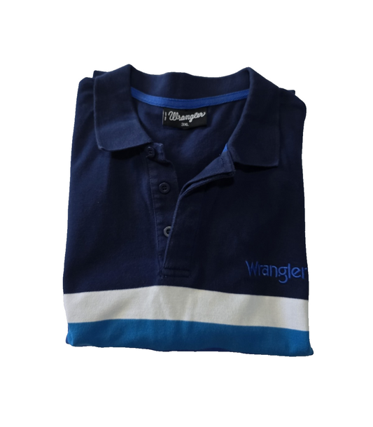 Wrangler Navy Men's Polo Striped Shirt Size 3XL