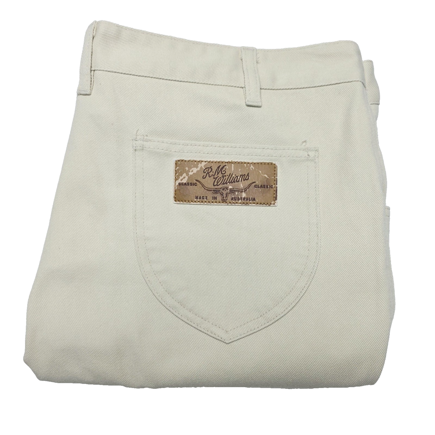 R.M. Williams Jeans Men's 42x32 Beige Straight Classic Cotton Blend TJ191