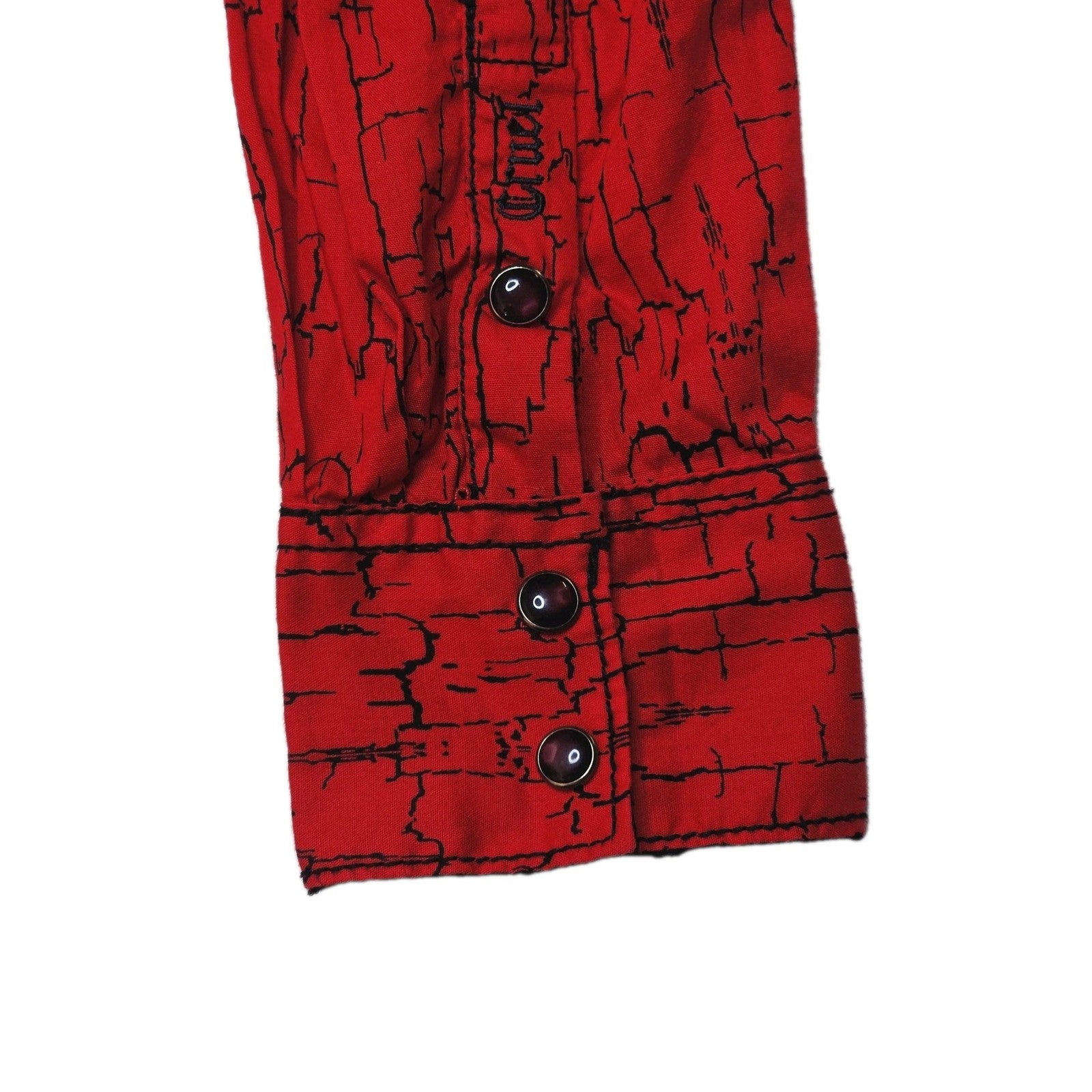 Cruel Shirt Women's L Red Long Sleeve Snap Button Up Western Geometric Print