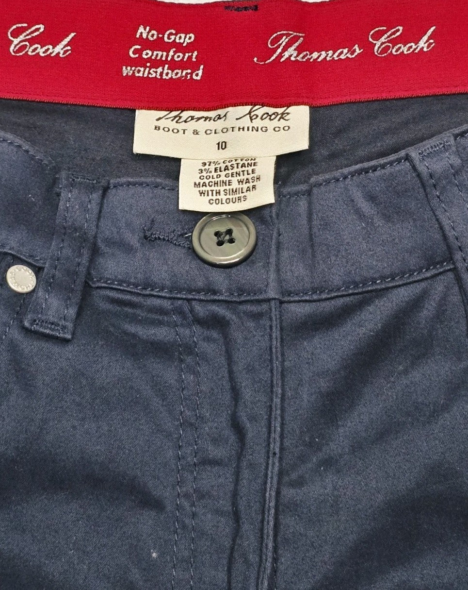 Thomas Cook Ladies Navy Stretch No Gap Waistband 3/4 Pants Size 10
