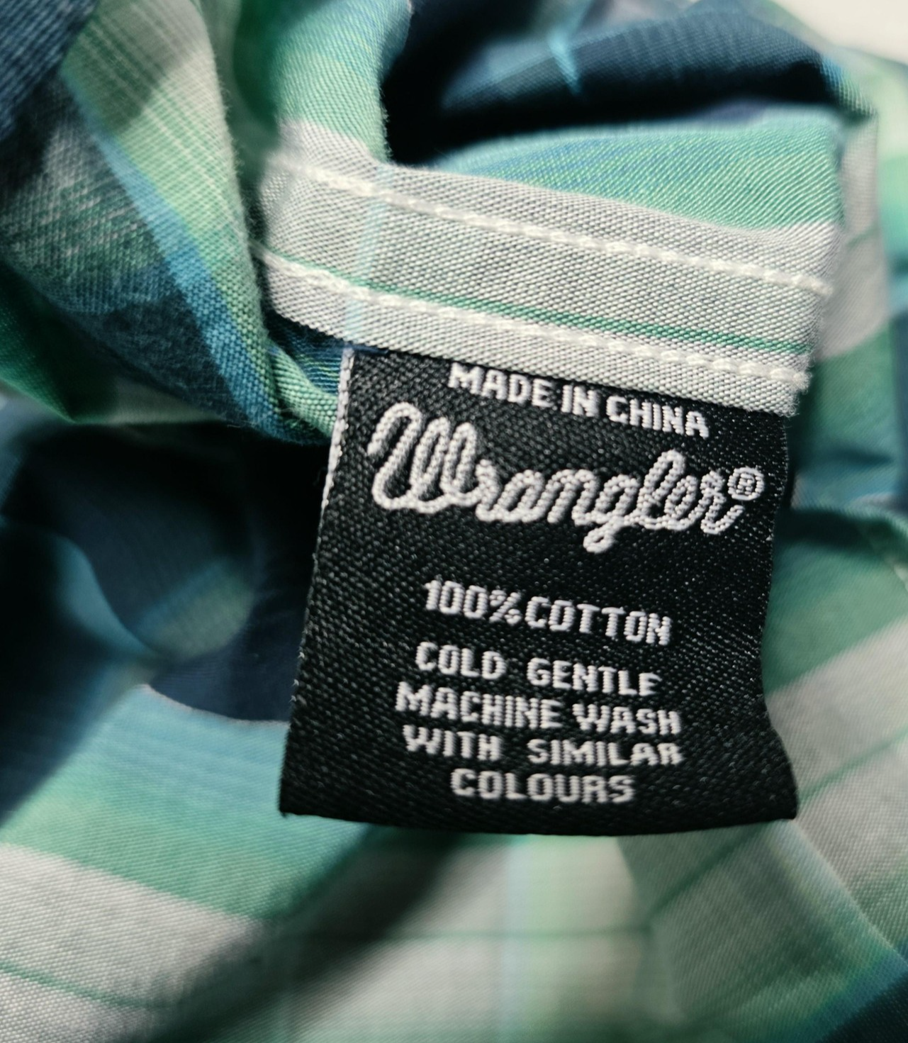 Wrangler Shirt Mens M Green Plaid Snap Front Long Sleeve Western Lightweight